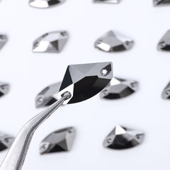 Jet Metallic Silver Galactic Shape High Quality Glass Sew-on Rhinestones WholesaleRhinestone