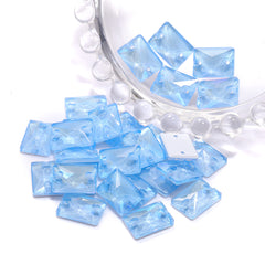 Electric Neon Light Blue Rectangle Shape High Quality Glass Sew-on Rhinestones WholesaleRhinestone