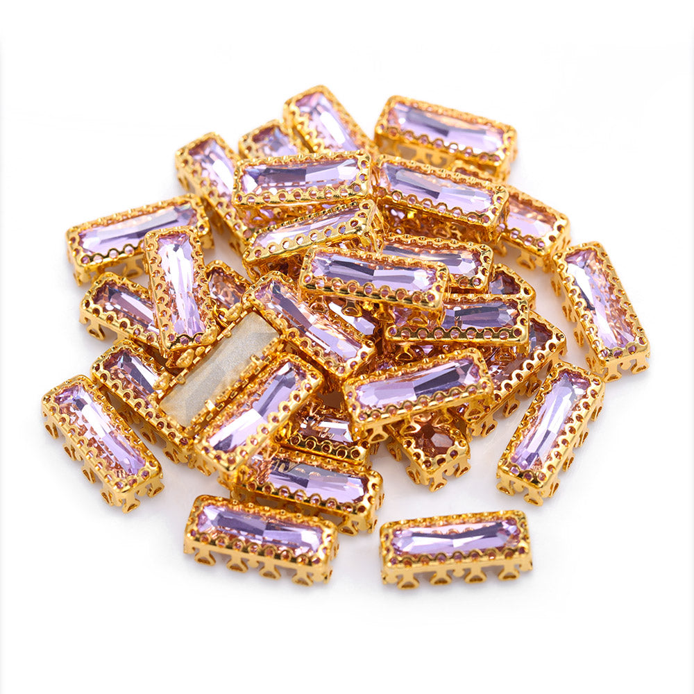 Violet Princess Baguette Shape High-Quality Glass Sew-on Nest Hollow Claw Rhinestones WholesaleRhinestone