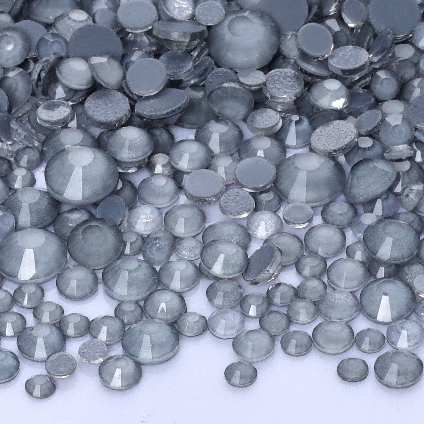 Mixed Sizes Mocha Neon Lt Gray Glass Flat Back Rhinestones For Nail Art WholesaleRhinestone