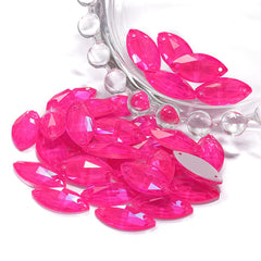Electric Neon Fuchsia Navette Shape High Quality Glass Sew-on Rhinestones WholesaleRhinestone