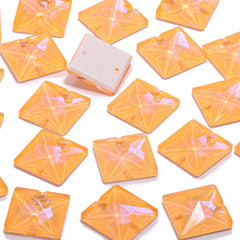 Electric Neon Sunflower Square Shape High Quality Glass Sew-on Rhinestones WholesaleRhinestone