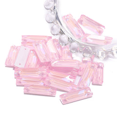 Electric Neon Light Rose Cosmic Baguette Shape High Quality Glass Sew-on Rhinestones WholesaleRhinestone