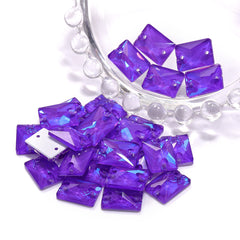 Electric Neon Violet Rectangle Shape High Quality Glass Sew-on Rhinestones WholesaleRhinestone