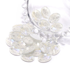 Electric Neon White Oval Shape High Quality Glass Sew-on Rhinestones WholesaleRhinestone