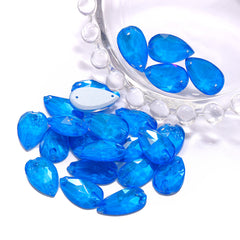Electric Neon Blue Drop Shape High Quality Glass Sew-on Rhinestones WholesaleRhinestone
