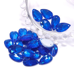 Electric Neon Sapphire Drop Shape High Quality Glass Sew-on Rhinestones WholesaleRhinestone