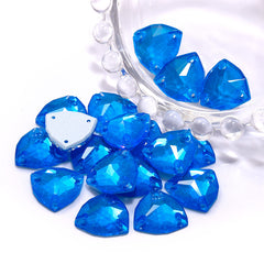 Electric Neon Blue Trilliant Shape High Quality Glass Sew-on Rhinestones WholesaleRhinestone