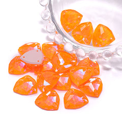 Electric Neon Orange Yellow Trilliant Shape High Quality Glass Sew-on Rhinestones WholesaleRhinestone
