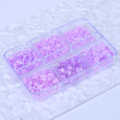 Mixed Sizes 6 Grid Box Mocha Opal Lt Purple Glass FlatBack Rhinestones For Nail Art WholesaleRhinestone