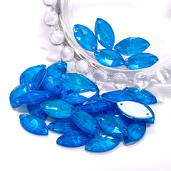 Electric Neon Blue Navette Shape High Quality Glass Sew-on Rhinestones WholesaleRhinestone