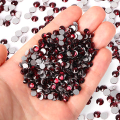 Burgundy Glass FlatBack Rhinestones Silver Back WholesaleRhinestone