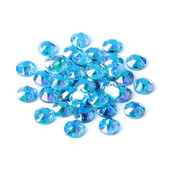 Aquamarine Shimmer XIRIUS Round Shape High Quality Glass Sew-on Rhinestones WholesaleRhinestone
