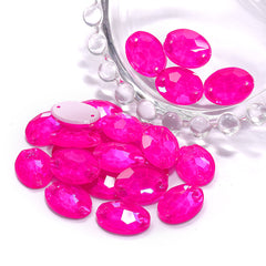 Electric Neon Fuchsia Oval Shape High Quality Glass Sew-on Rhinestones WholesaleRhinestone