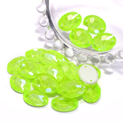 Electric Neon Jonquil Oval Shape High Quality Glass Sew-on Rhinestones WholesaleRhinestone