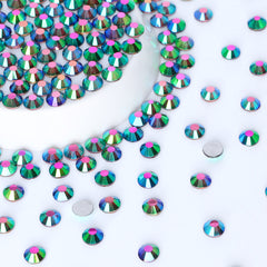 Peacock Green Glass FlatBack Rhinestones Silver Back WholesaleRhinestone