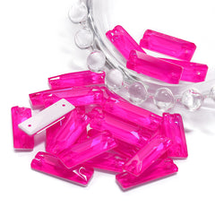 Electric Neon Fuchsia Cosmic Baguette Shape High Quality Glass Sew-on Rhinestones WholesaleRhinestone