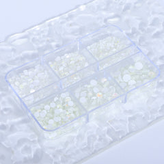 Mixed Sizes 6 Grid Box Mocha SS White Glass FlatBack Rhinestones For Nail Art WholesaleRhinestone