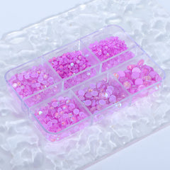 Mixed Sizes 6 Grid Box Mocha Shimmer Lt Purple Glass FlatBack Rhinestones For Nail Art WholesaleRhinestone