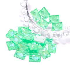 Electric Neon Greenwrap Rectangle Shape High Quality Glass Sew-on Rhinestones WholesaleRhinestone