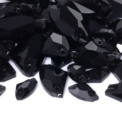 Mixed Sizes Jet Galactic Shape High Quality Glass Sew-on Rhinestones