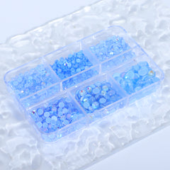 Mixed Sizes 6 Grid Box Mocha Shimmer Lt Blue Glass FlatBack Rhinestones For Nail Art WholesaleRhinestone