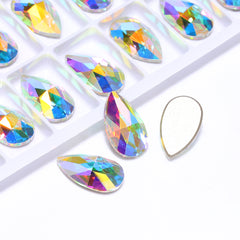Crystal AB Drop Shape High Quality Glass Beveled Flat Back Rhinestones WholesaleRhinestone