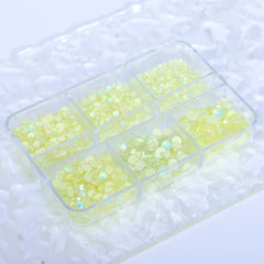Mixed Sizes 6 Grid Box Mocha Opal Lt Yellow Glass FlatBack Rhinestones For Nail Art WholesaleRhinestone