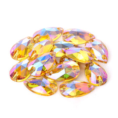 Light Topaz Shimmer Drop Shape High Quality Glass Sew-on Rhinestones WholesaleRhinestone