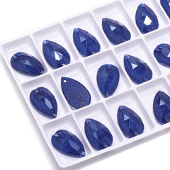 Mocha Sapphireドロップシェイプ高品質のガラス縫製ラインストーン