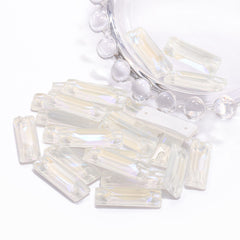 Electric Neon White Cosmic Baguette Shape High Quality Glass Sew-on Rhinestones WholesaleRhinestone