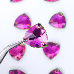 Vitrail Rose Trilliant Shape High Quality Glass Sew-on Rhinestones WholesaleRhinestone
