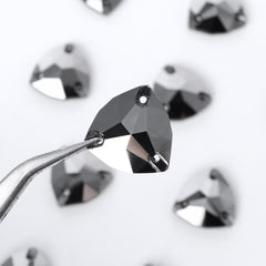 Jet Metallic Silver Trilliant Shape High Quality Glass Sew-on Rhinestones WholesaleRhinestone