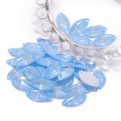 Electric Neon Light Blue Navette Shape High Quality Glass Sew-on Rhinestones WholesaleRhinestone