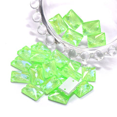 Electric Neon Peridot Rectangle Shape High Quality Glass Sew-on Rhinestones WholesaleRhinestone