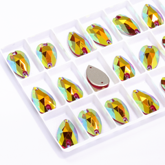 Light Siam AB Drop Shape High Quality Glass Sew-on Rhinestones WholesaleRhinestone