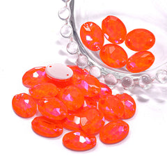 Electric Neon Orange Yellow Oval Shape High Quality Glass Sew-on Rhinestones WholesaleRhinestone