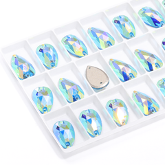Aquamarine AB Drop Shape High Quality Glass Sew-on Rhinestones WholesaleRhinestone