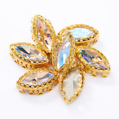 Moonlight Navette Shape High-Quality Glass Sew-on Nest Hollow Claw Rhinestones WholesaleRhinestone