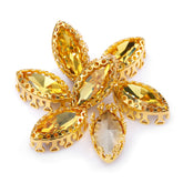 Light Topaz Navette Shape High-Quality Glass Sew-on Nest Hollow Claw Rhinestones WholesaleRhinestone