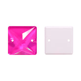 Electric Neon Fuchsia Square Shape High Quality Glass Sew-on Rhinestones WholesaleRhinestone