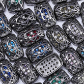 Cushion Rectangle Shape Hematite Plated High-Quality Sew-on Alloy Charms Inlaid Cubic Zirconia WholesaleRhinestone