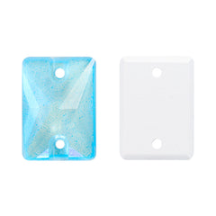 Electric Neon Aquamarine Rectangle Shape High Quality Glass Sew-on Rhinestones