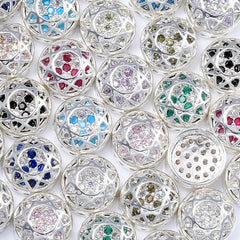 Round Shape Silver Plated High-Quality Sew-on Alloy Charms Inlaid Cubic Zirconia WholesaleRhinestone