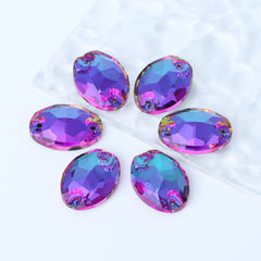 Heliotrope Oval Shape High Quality Glass Sew-on Rhinestones WholesaleRhinestone