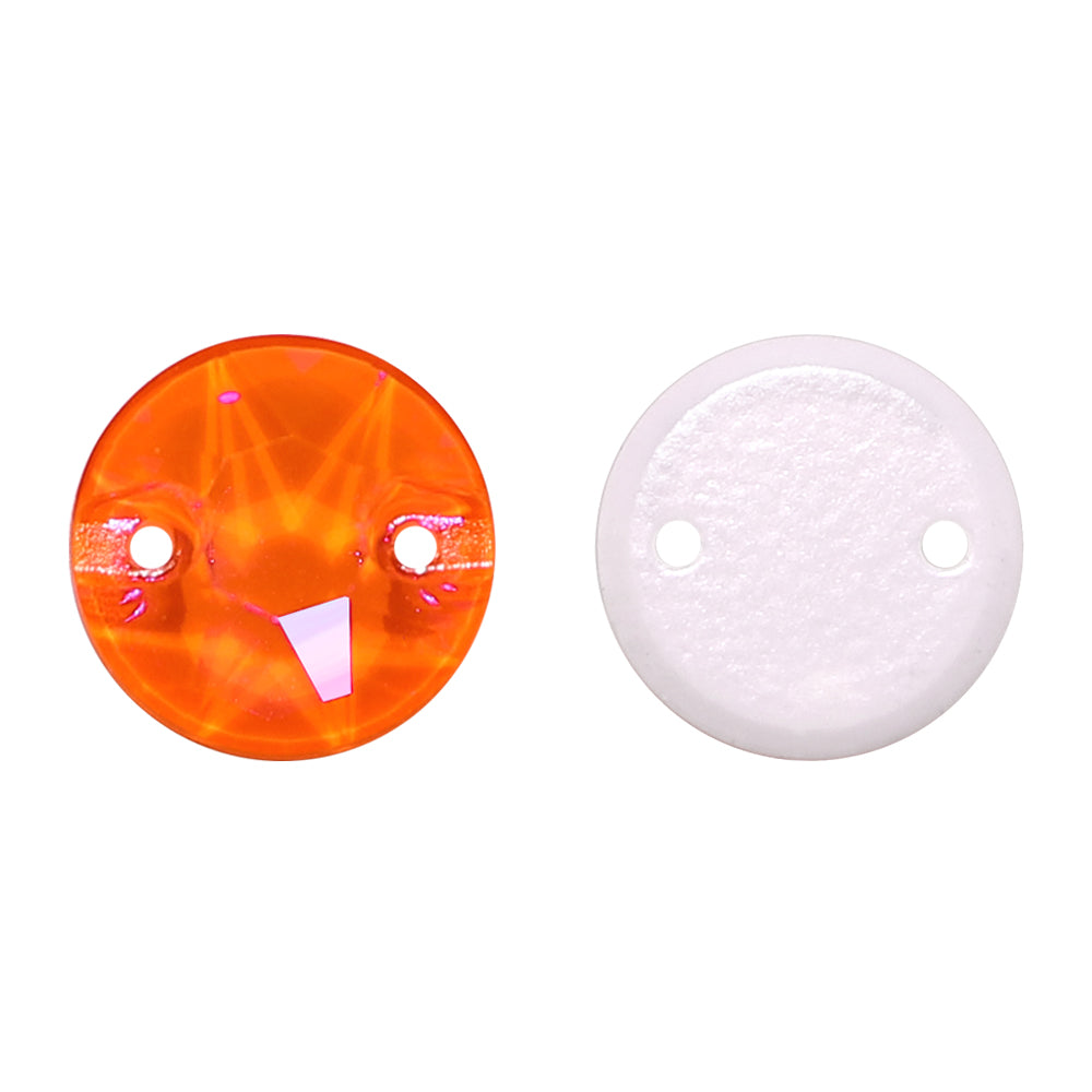 Electric Neon Orange Yellow XIRIUS Round Shape High Quality Glass Sew-on Rhinestones WholesaleRhinestone