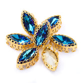 Bermuda Blue Navette Shape High-Quality Glass Sew-on Nest Hollow Claw Rhinestones WholesaleRhinestone