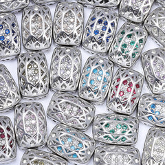 Cushion Rectangle Shape Imitation Rhodium Plated High-Quality Sew-on Alloy Charms Inlaid Cubic Zirconia WholesaleRhinestone