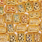 Octagon Shape Golden Plated High-Quality Sew-on Alloy Charms Inlaid Cubic Zirconia WholesaleRhinestone