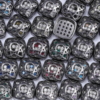 Cushion Square Shape Hematite Plated High-Quality Sew-on Alloy Charms Inlaid Cubic Zirconia